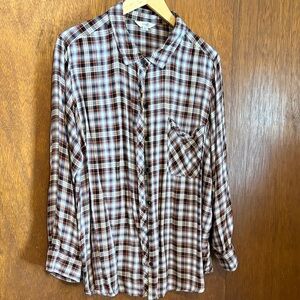 Terra & Sky Red and Black Plaid Button-Down Shirt